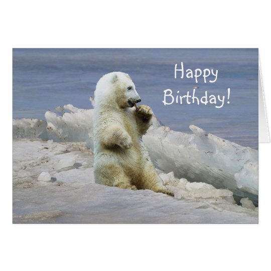 Oso polar lindo Cub y tarjeta de cumpleaños ártica