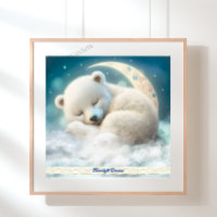 Oso polar lindo durmiendo en la luna en arte de nu