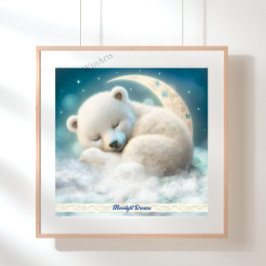 Oso polar lindo durmiendo en la luna en arte de nu