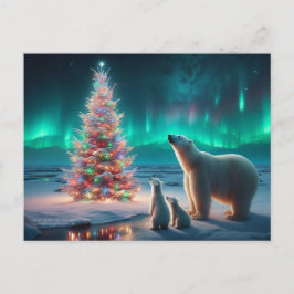 Oso Polar Mamá Cubre Árbol De Navidad Aurora Borea
