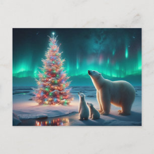 Oso Polar Mamá Cubre Árbol De Navidad Aurora Borea