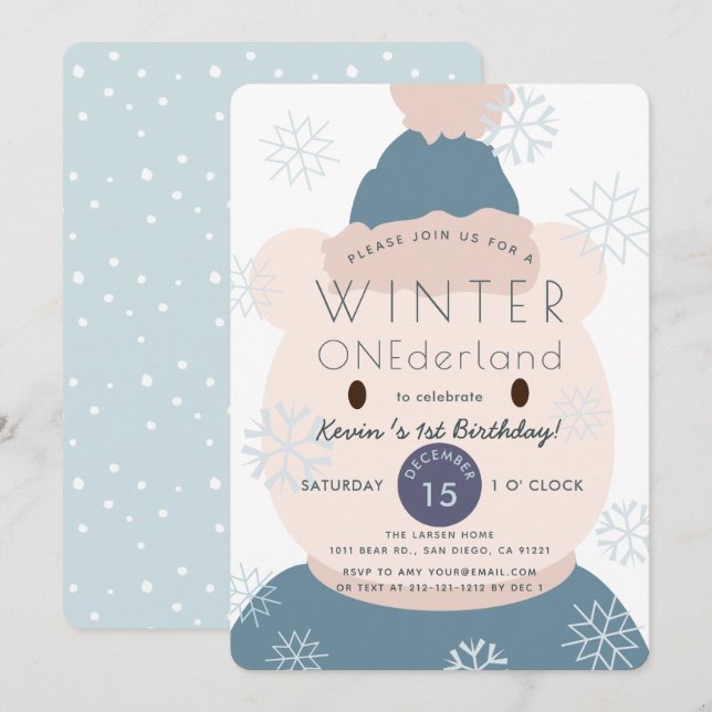 Oso Polar Niño de Australia Invitación de cumpleañ (Anverso / Reverso)