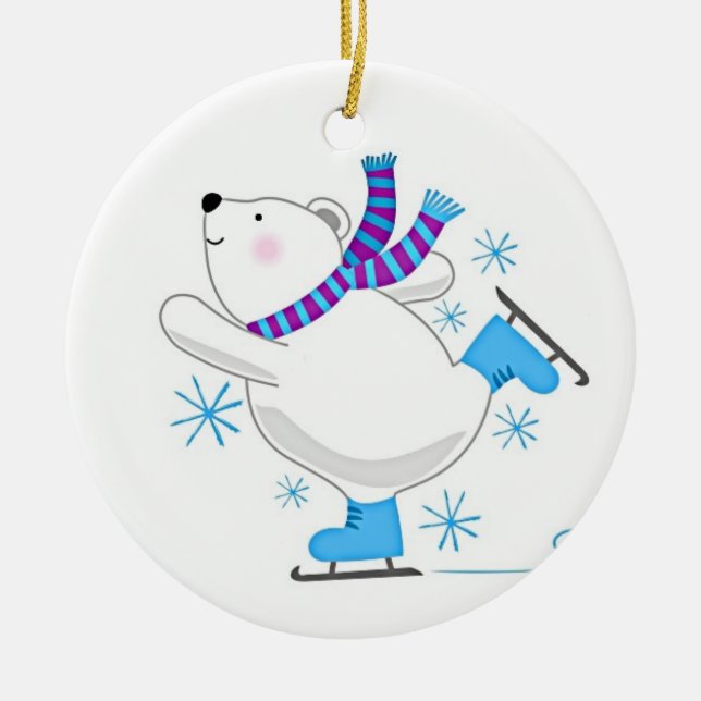 *OSO POLAR PATINADOR* ORNAMENTO DE NAVIDAD (Frente)