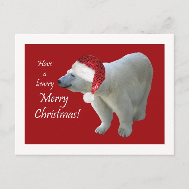 Oso polar Santa de la tarjeta de felicitación del (Anverso)