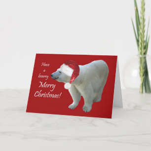 Oso polar Santa del navidad de la tarjeta de