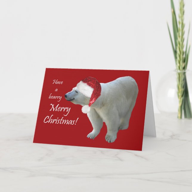 Oso polar Santa del navidad de la tarjeta de (Anverso)