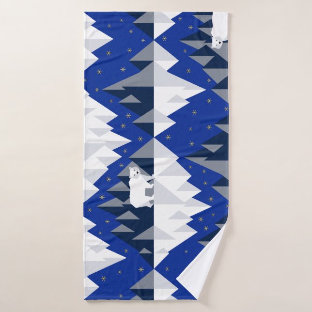 Oso Polar sobre el patrón Iceberg sin Marea. (Toalla de baño)