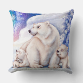 Oso polar y cachorros adorables cojines