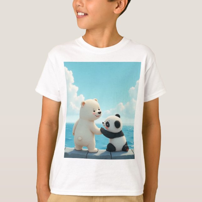 Oso Polar y Camiseta Panda para bebé (Anverso)