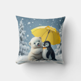 Oso polar y cojín de almohada pingüino