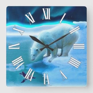 Oso Polar y Reloj de Arte Pingüino Ártico Aurora