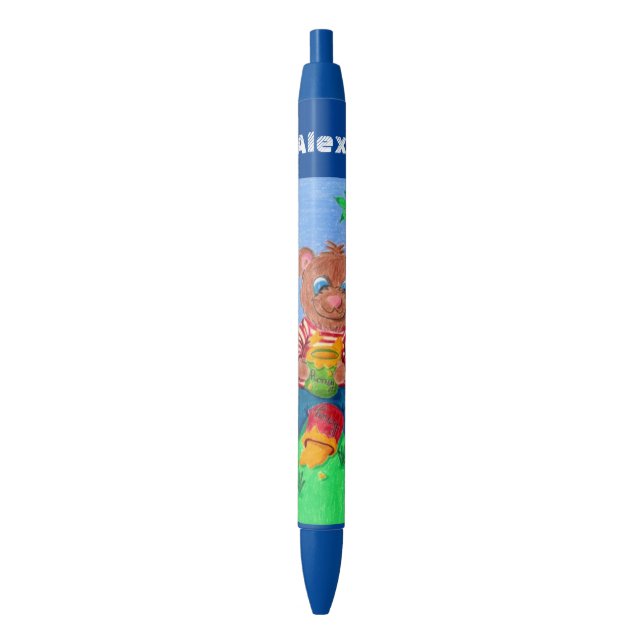 Oso que come la pluma azul personalizada niño de (Frente vertical)