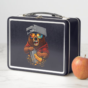 Oso Retro Con Sombrero Rallador De Queso Y Gafas D