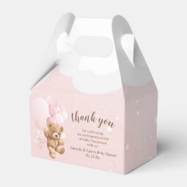 Oso rosado de peluche con caja favorita de globos