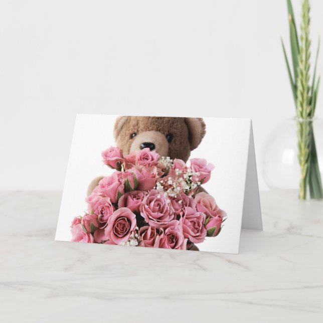 oso rosas tarjeta (Anverso)