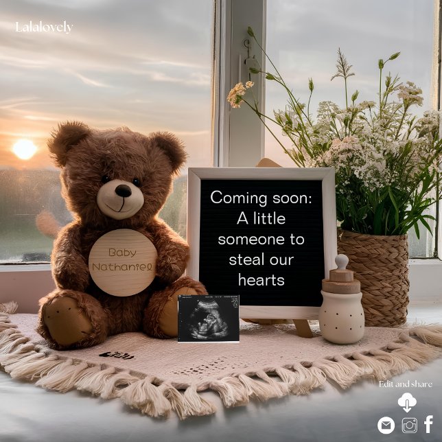 oso sentado al amanecer invitación de embarazo (Subido por el creador)