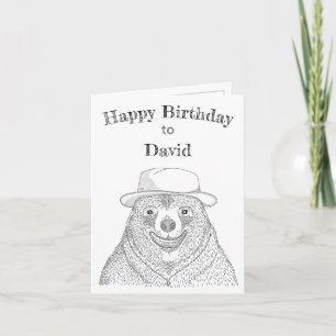 Oso sonriente / Tarjeta de cumpleaños personalizad