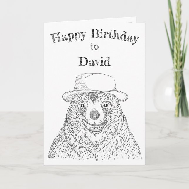 Oso sonriente / Tarjeta de cumpleaños personalizad (Anverso)