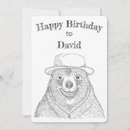 Oso sonriente / Tarjeta de cumpleaños personalizad