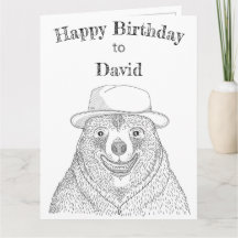 Oso sonriente / Tarjeta de cumpleaños personalizad