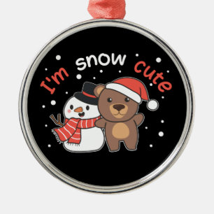 Oso soy el ornamento de cerámica de nieve Cute de 