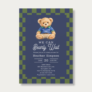 Oso Teddy Elegante Casi Llega Invitación de Baby S