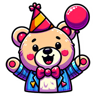 Oso Teddy Feliz con Ropa de Fiesta en un Doodle
