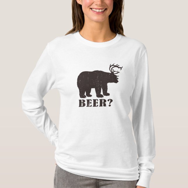 ¿Oso y ciervos = cerveza? Camiseta borracha del (Anverso)