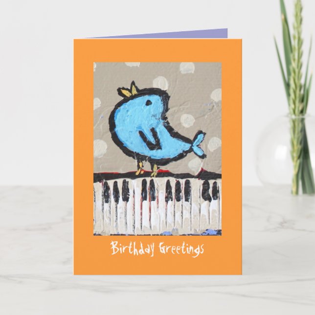 oso y piano, tarjeta de felicitaciones del (Anverso)