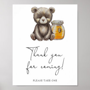 Oso y tarro de miel - Gracias por venir Póster
