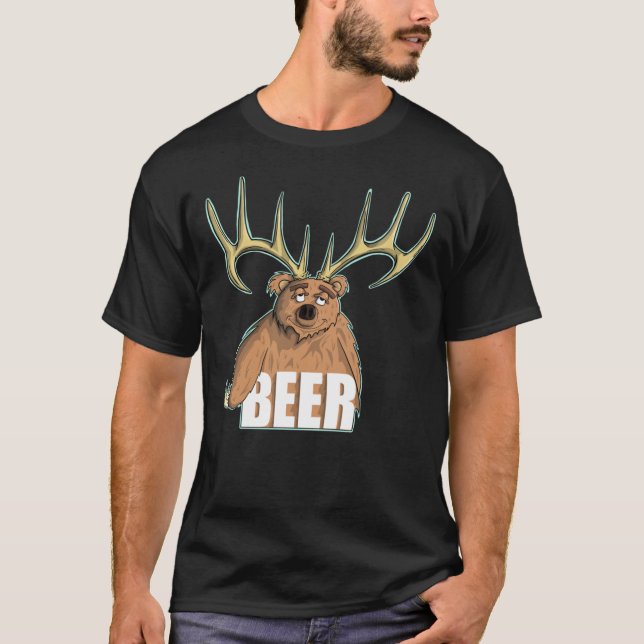 Oso y una camiseta clásica de cerveza Deer AKA (Anverso)