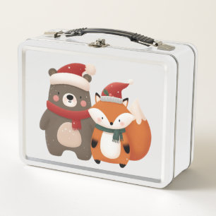 Oso y zorro lindos de Navidad/invierno