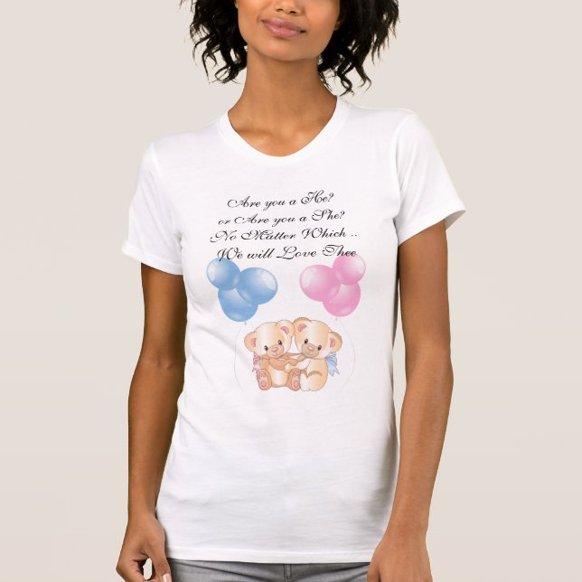 Osos de abrazo rosa y azul que esperan camiseta (Anverso)