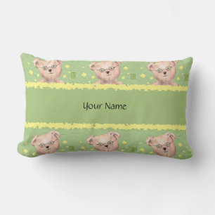 Osos de peluche de ojos verdes: almohada lumbar de