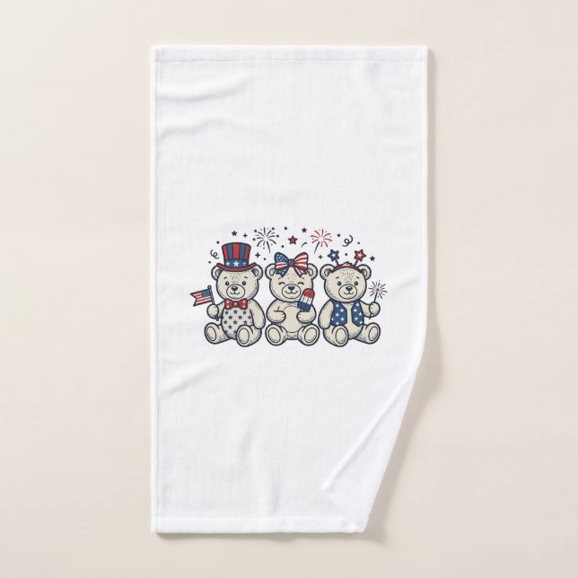 Osos de peluche patrióticos grabado vintage vector (Toalla de mano)