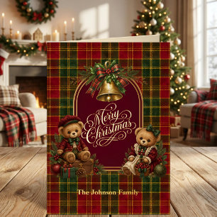 Osos de peluche vintage Tartán Foil Real Navidad