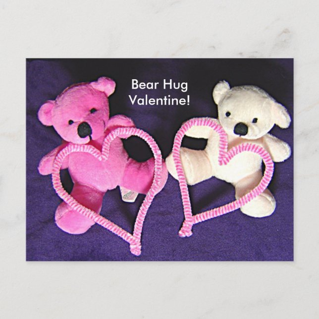 Osos de peluche y corazones postales de San Valent (Anverso)