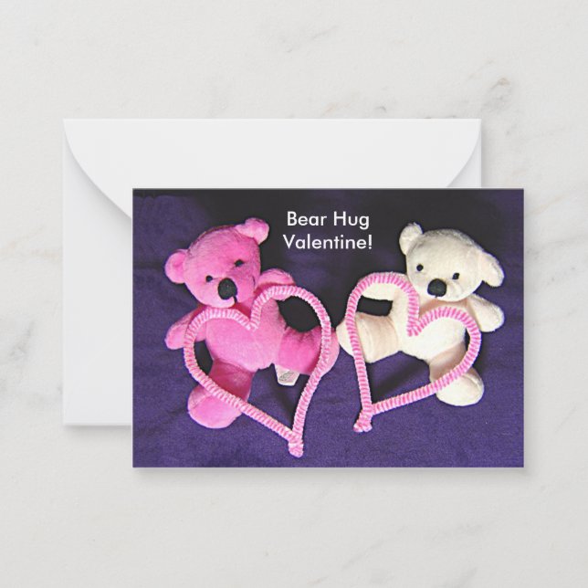 Osos de peluche y corazones tarjetas de San Valent (Anverso)