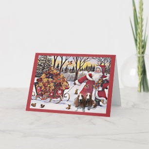 Osos de Santa de la tarjeta de Navidad de Basset