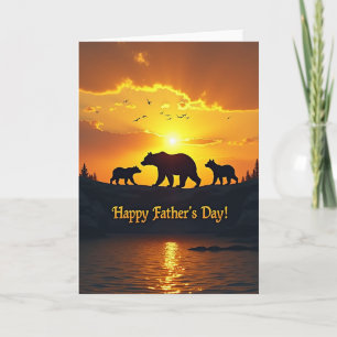 Osos de tarjeta del día de los padres dorados