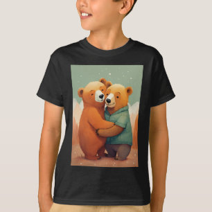 osos felices abrazando camiseta para niños