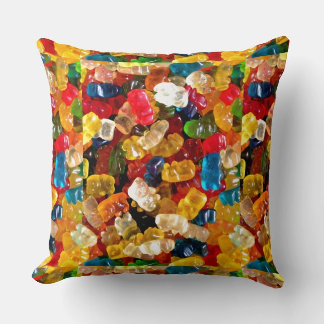 osos gummy caramelos arco iris lanzar almohada (Anverso)
