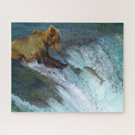 Osos pardos Kodiak de rompecabezas pescando.