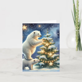 Osos Polares Bajo Tarjeta De Navidades De Noche Es