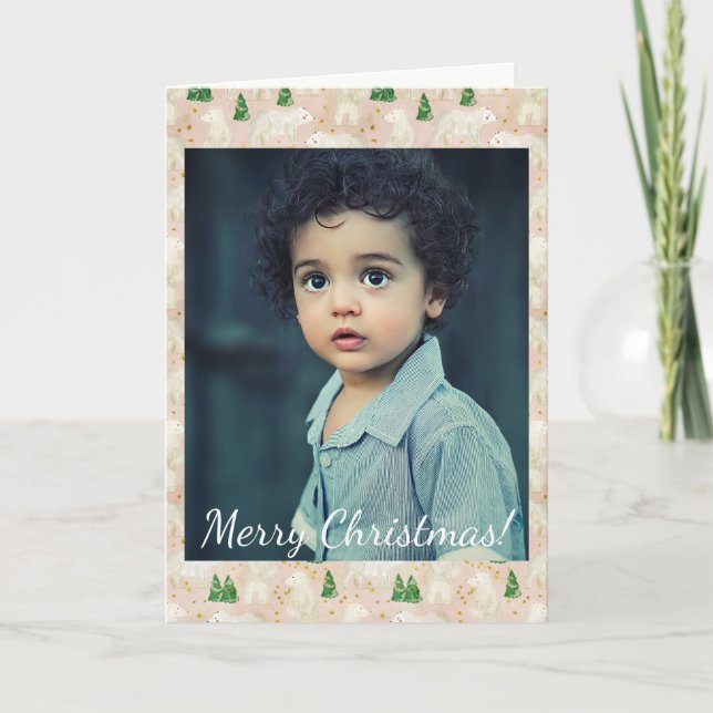 Osos polares navidades en foto de bosque de Evergr (Anverso)