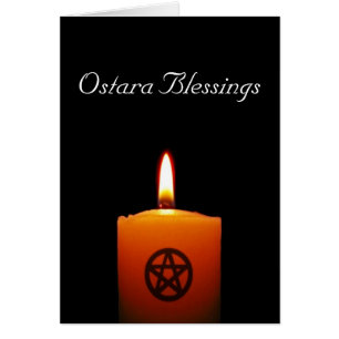 Ostara Bendice la Vela Pagan con tarjeta de Pentac