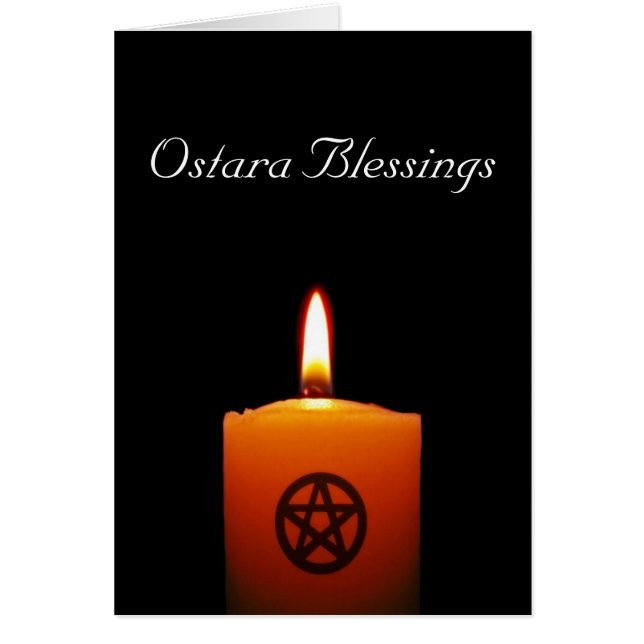 Ostara Bendice la Vela Pagan con tarjeta de Pentac (Frente)