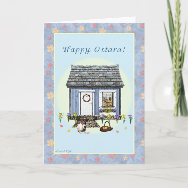 Ostara feliz - tarjeta de nota del espacio en (Anverso)