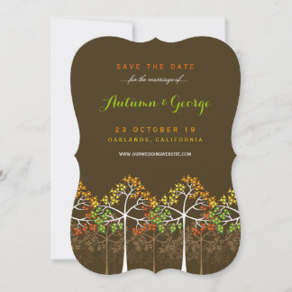 Otoño Árboles Caídos Boda Foto Guardar la tarjeta