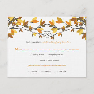 Otoño Árboles de amor nudos Boda Tarjeta RSVP